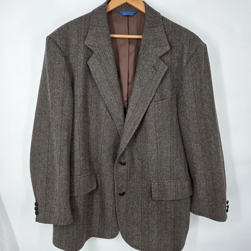 Pendelton Blazer Coat Virgin Wool Tweed Mens 46L 2-Button Single Breasted USA - Picture 2 of 6